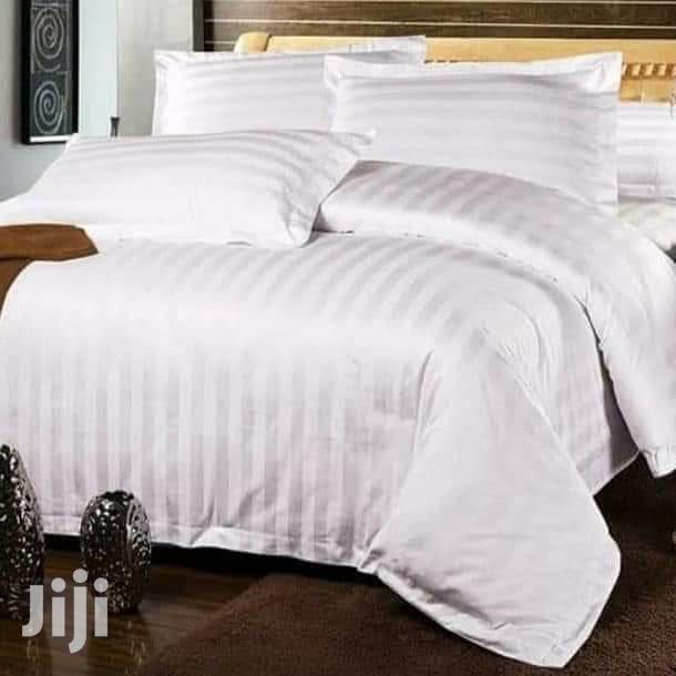 Pure White Cotton Bed sheets(Stripped 5x6)