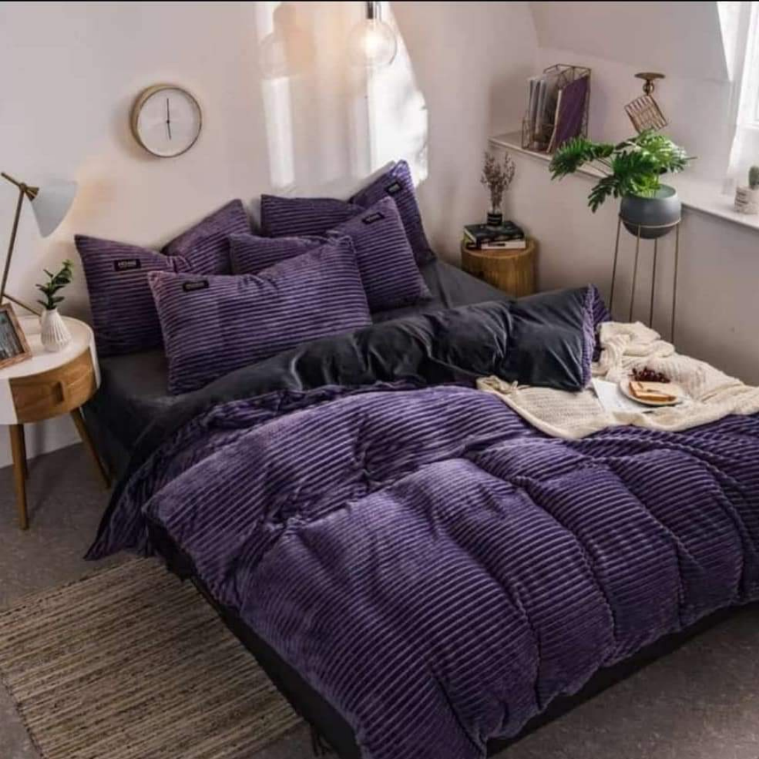 4Pc Velvet Fleece Duvet (5x6 Purple)