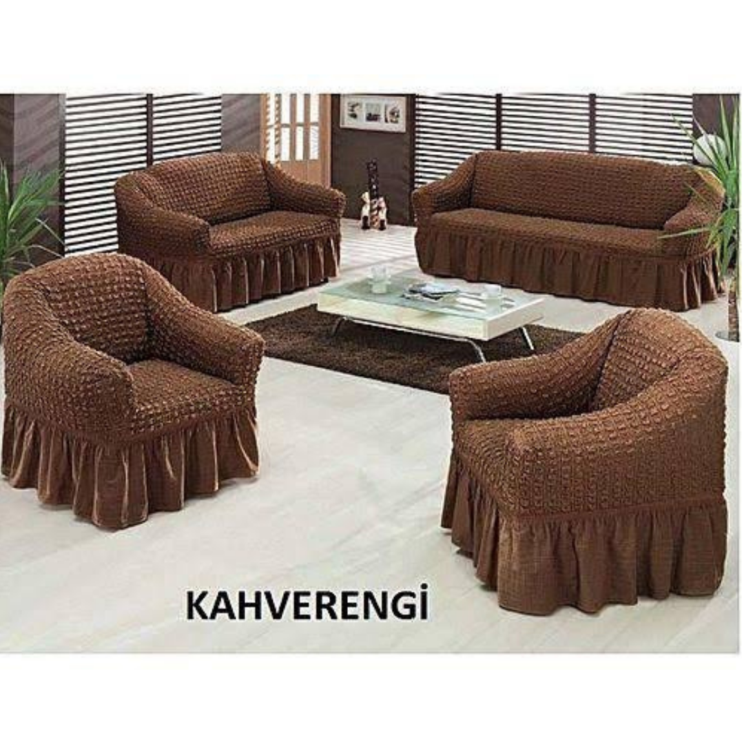 Turkish Sofa Covers(3+2+1+1) Chocolate Brown