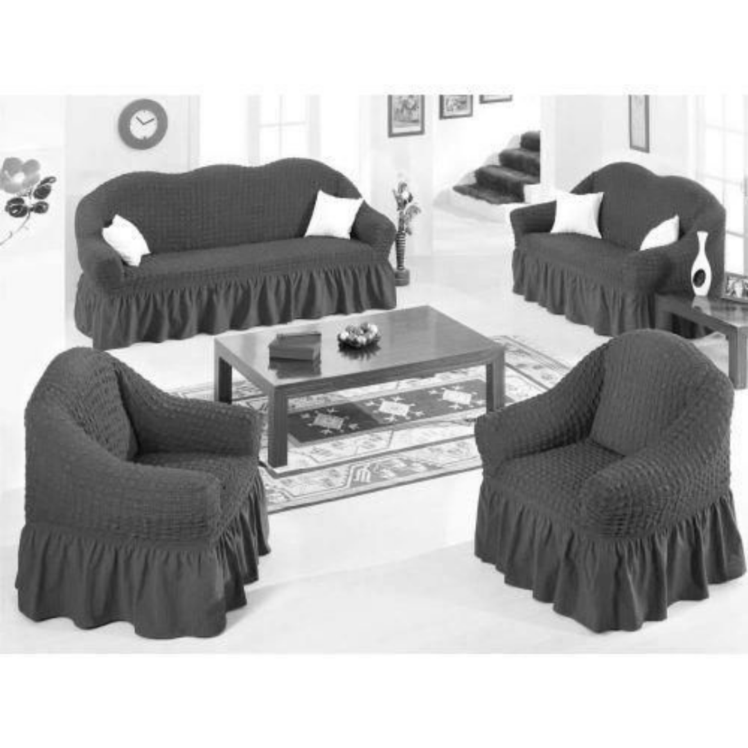 Turkish Sofa Set Covers(3+2+1+1)Dark Grey