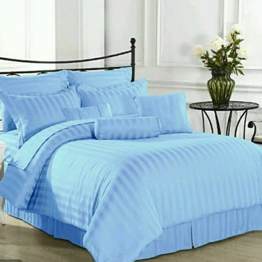 4 Pc Striped Binded Duvet (7x8 Sky Blue)  